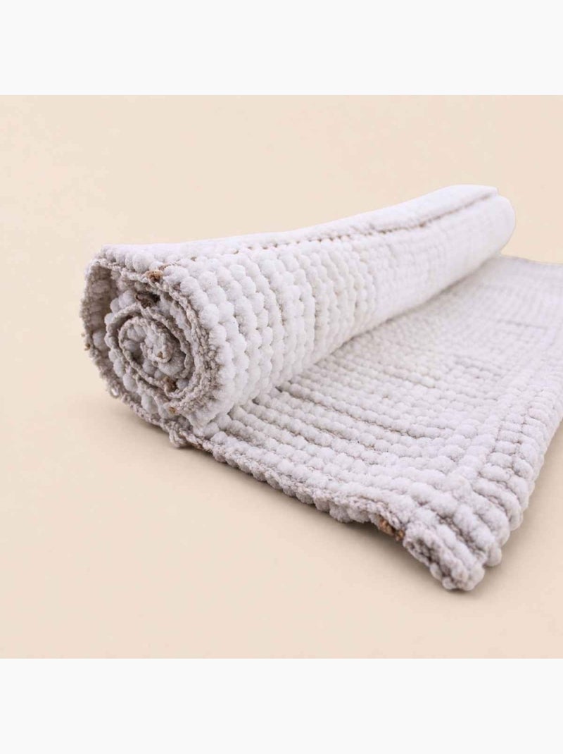 Tapis de bain en tissu ivoire 50x80cm Blanc - Kiabi