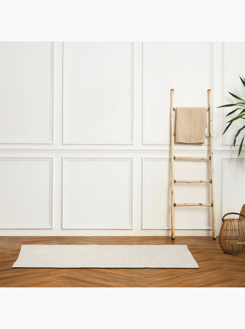 Tapis de bain Guy Levasseur coton motifs arcs gaufrés 60 x 120 cm Ecru - Kiabi