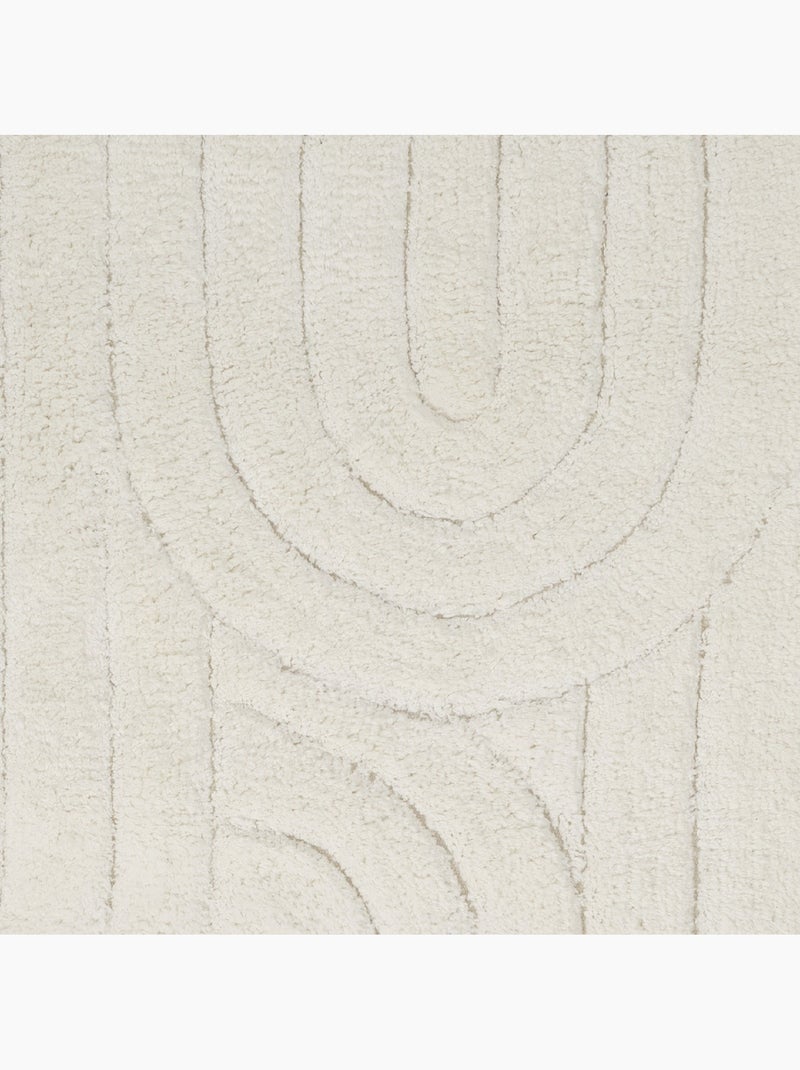 Tapis de bain Guy Levasseur coton motifs arcs gaufrés 60 x 120 cm Ecru - Kiabi