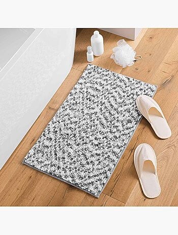 Tapis de bain microfibre 45 x 75 cm Frizza anthracite/blanc