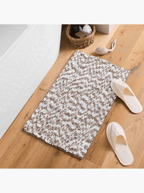 Tapis de bain microfibre 45 x 75 cm Frizza marron/sable - Kiabi