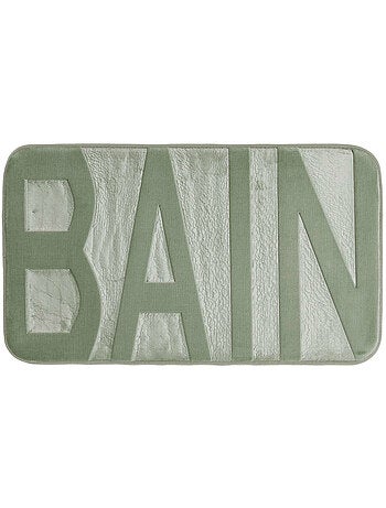 Tapis de bain – Microfibre en relief motif “BAIN” – Antidérapant