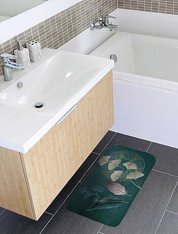 Tapis de bain microfibre ginko blue
