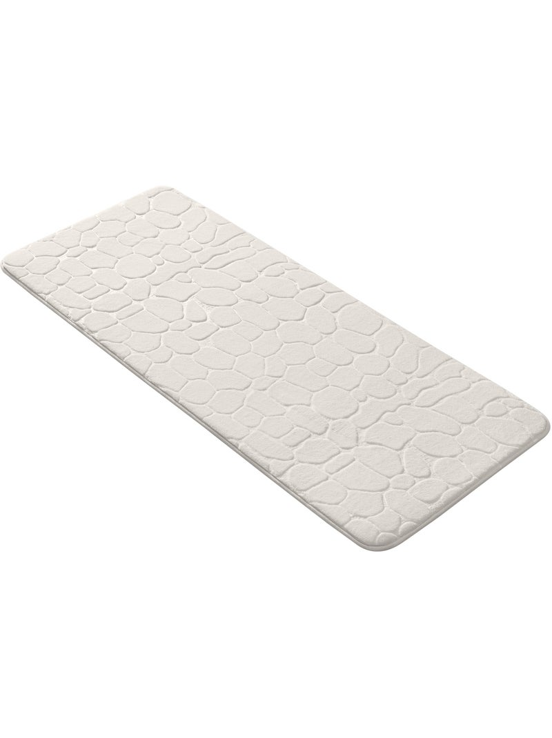 Tapis de bain microfibre unie relief Blanc - Kiabi