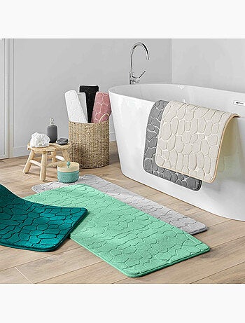 Tapis de bain microfibre unie relief