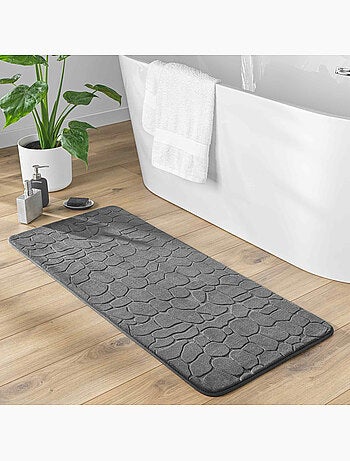 Tapis de bain microfibre unie relief