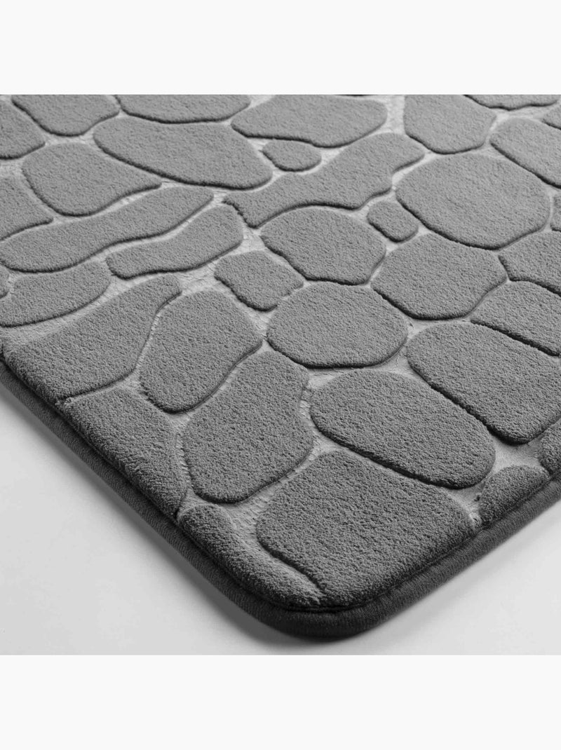 Tapis de bain microfibre unie relief gris anthracite - Kiabi