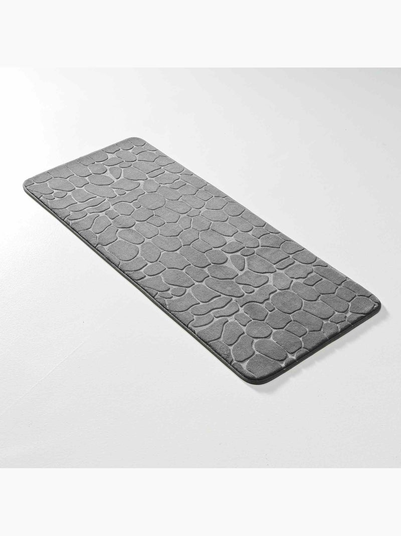 Tapis de bain microfibre unie relief gris anthracite - Kiabi