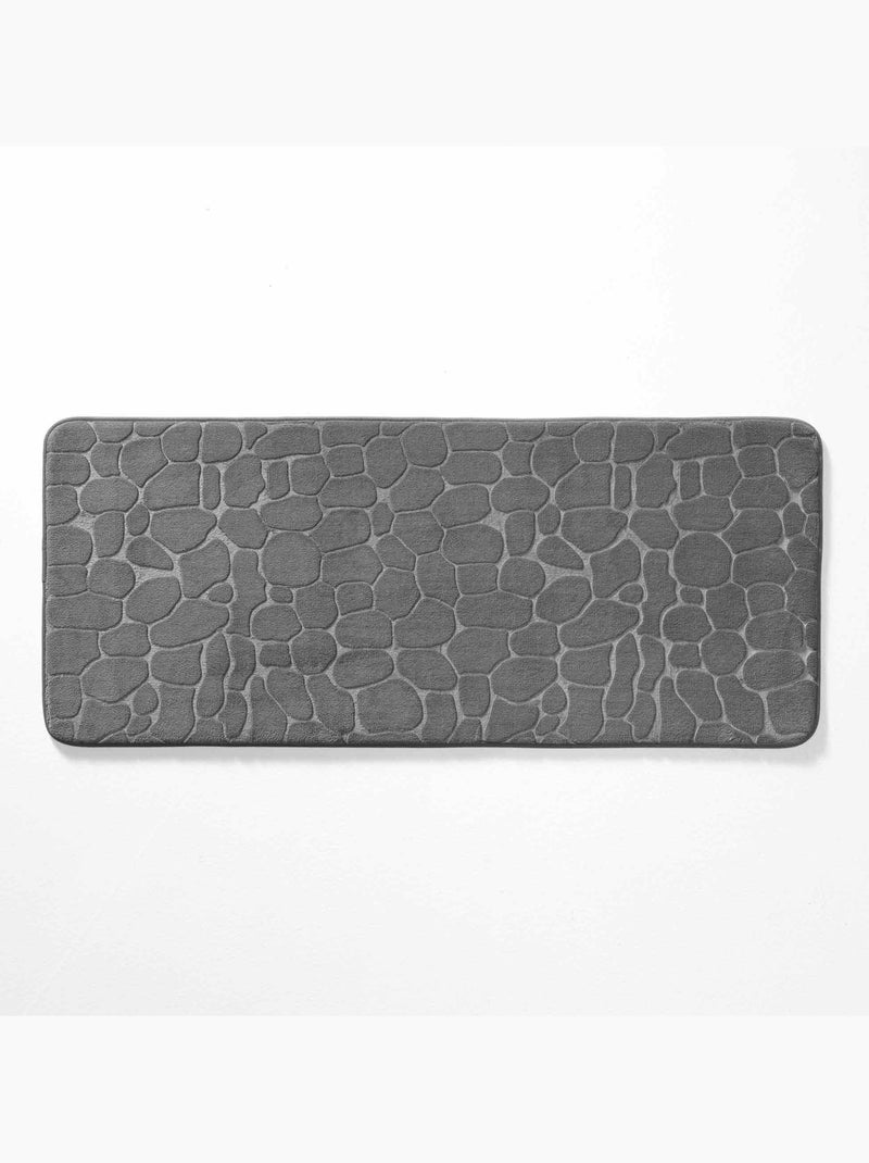 Tapis de bain microfibre unie relief gris anthracite - Kiabi
