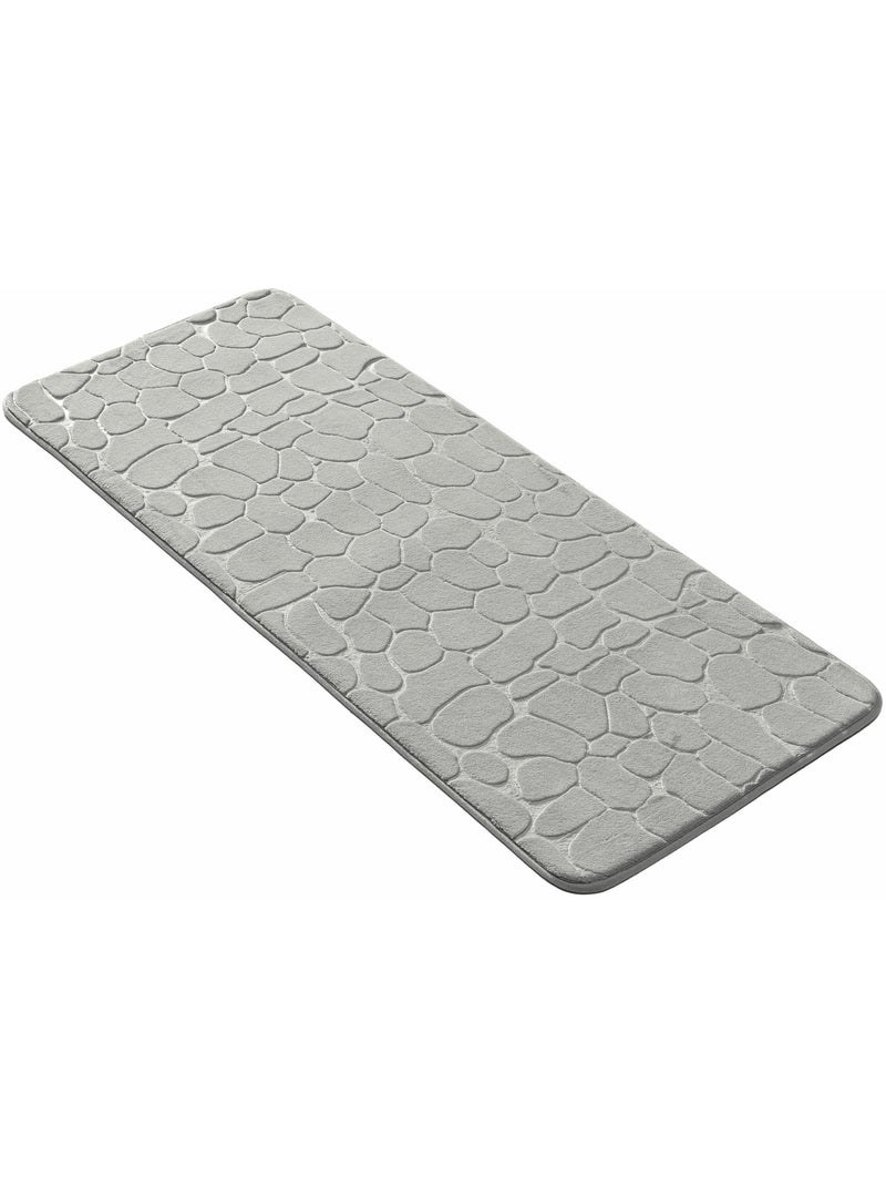 Tapis de bain microfibre unie relief Gris clair - Kiabi