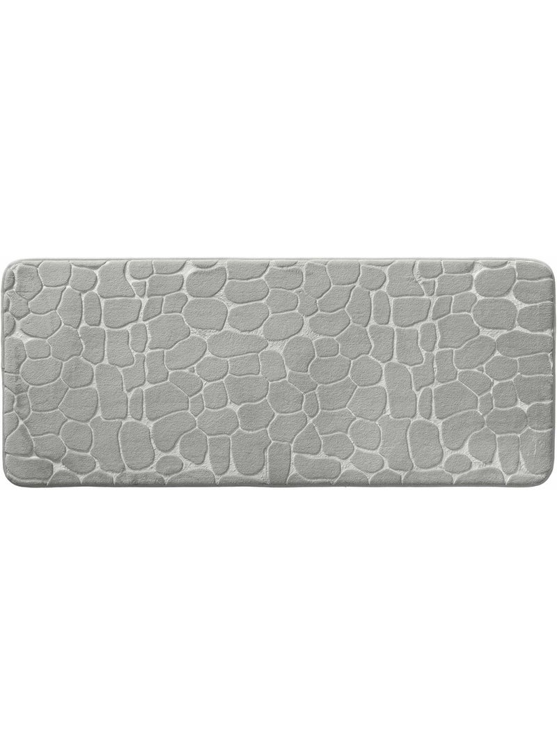 Tapis de bain microfibre unie relief Gris clair - Kiabi