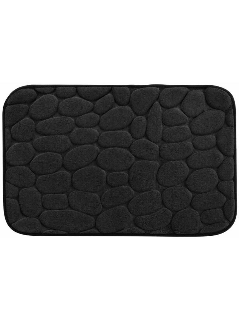 Tapis de bain microfibre unie relief Noir - Kiabi