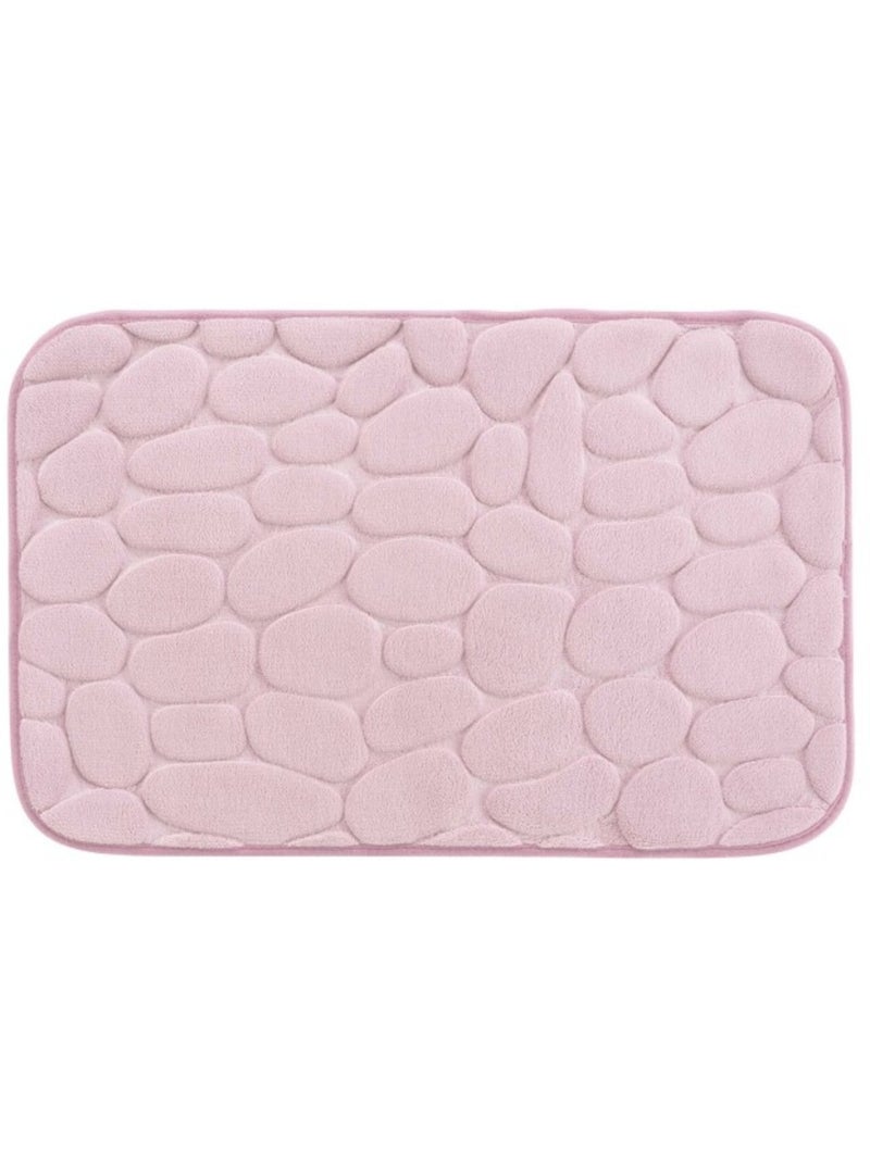 Tapis de bain microfibre unie relief Rose poudré - Kiabi