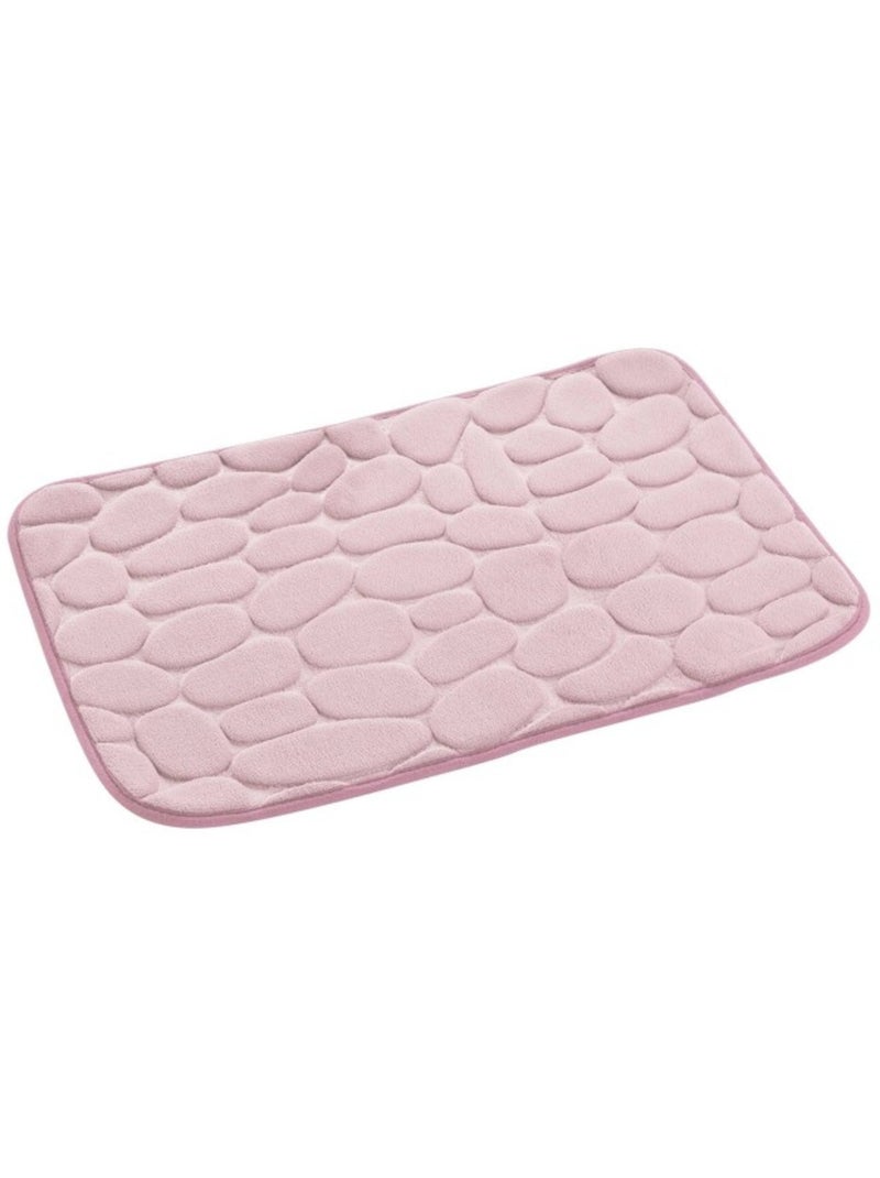 Tapis de bain microfibre unie relief Rose poudré - Kiabi