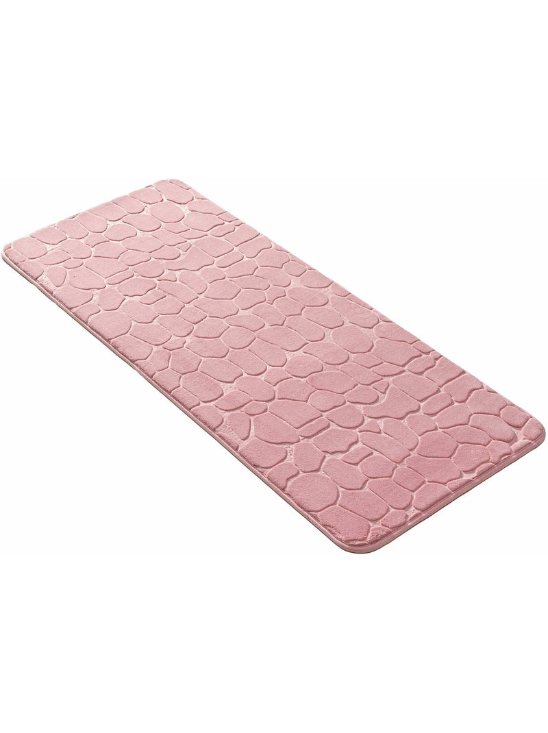 Tapis de bain microfibre unie relief Rose poudré - Kiabi