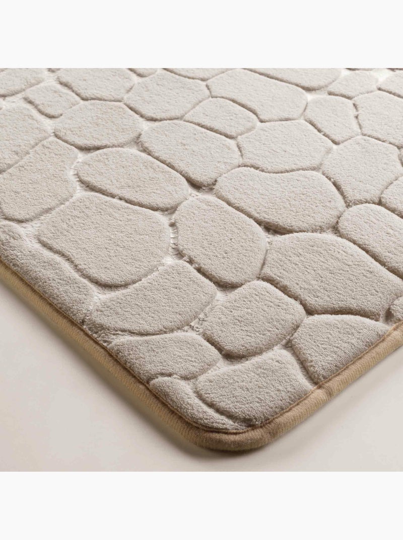 Tapis de bain microfibre unie relief Taupe - Kiabi