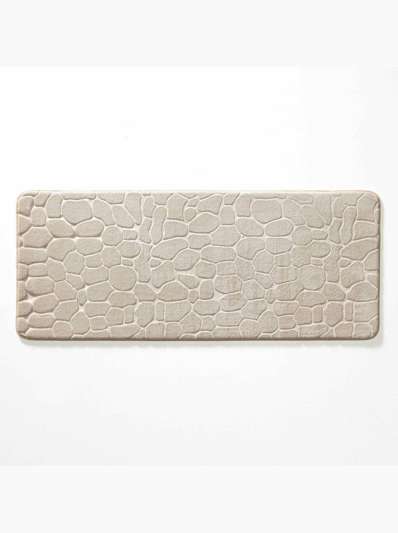 Tapis de bain microfibre unie relief Taupe - Kiabi