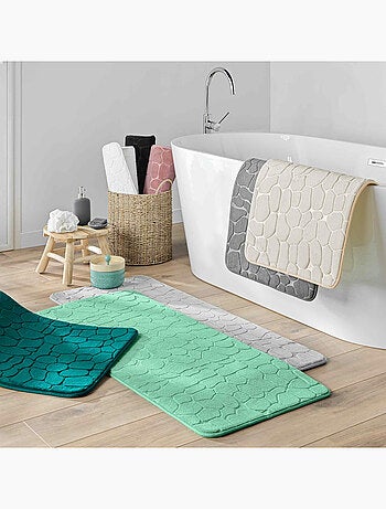 Tapis de bain microfibre unie relief
