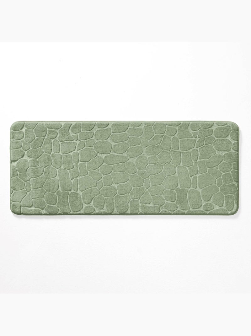 Tapis de bain microfibre unie relief Vert Sauge - Kiabi