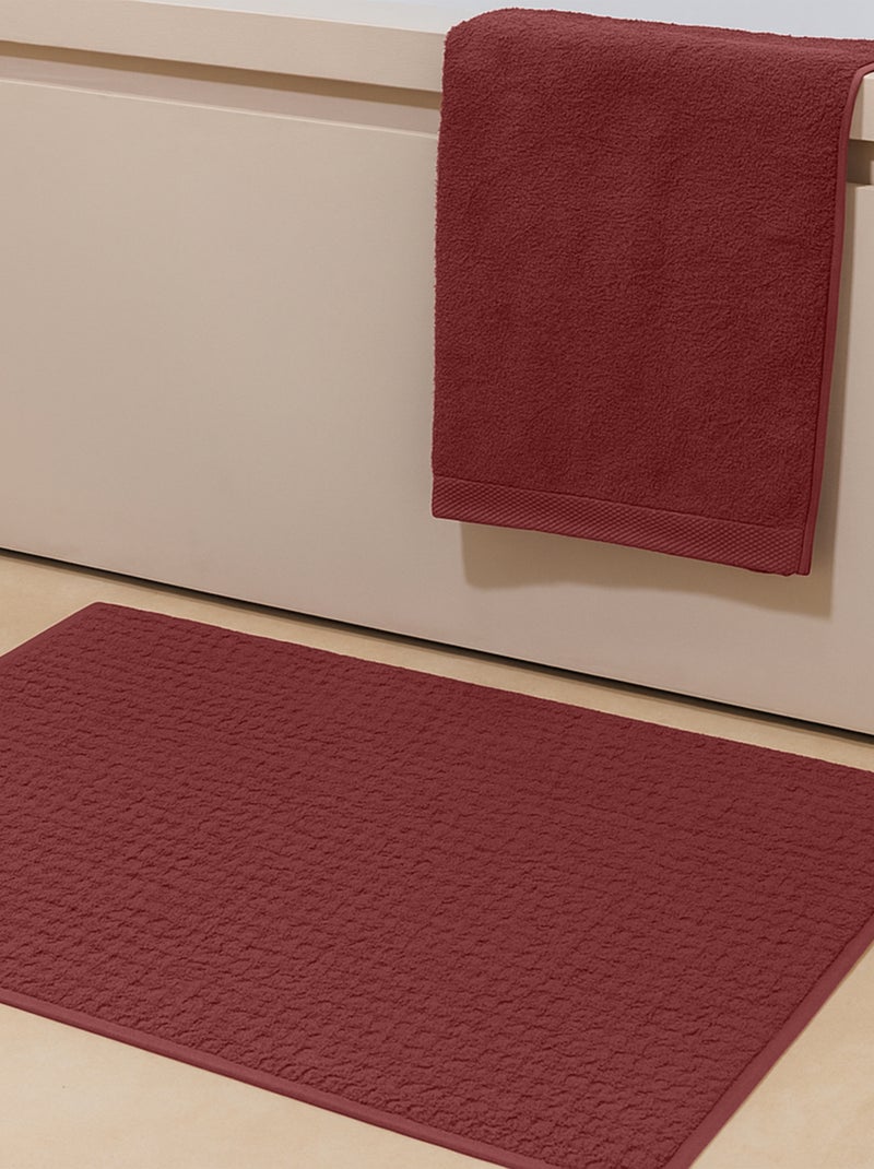 Tapis de bain premium coton Mirmande Bordeaux - Kiabi