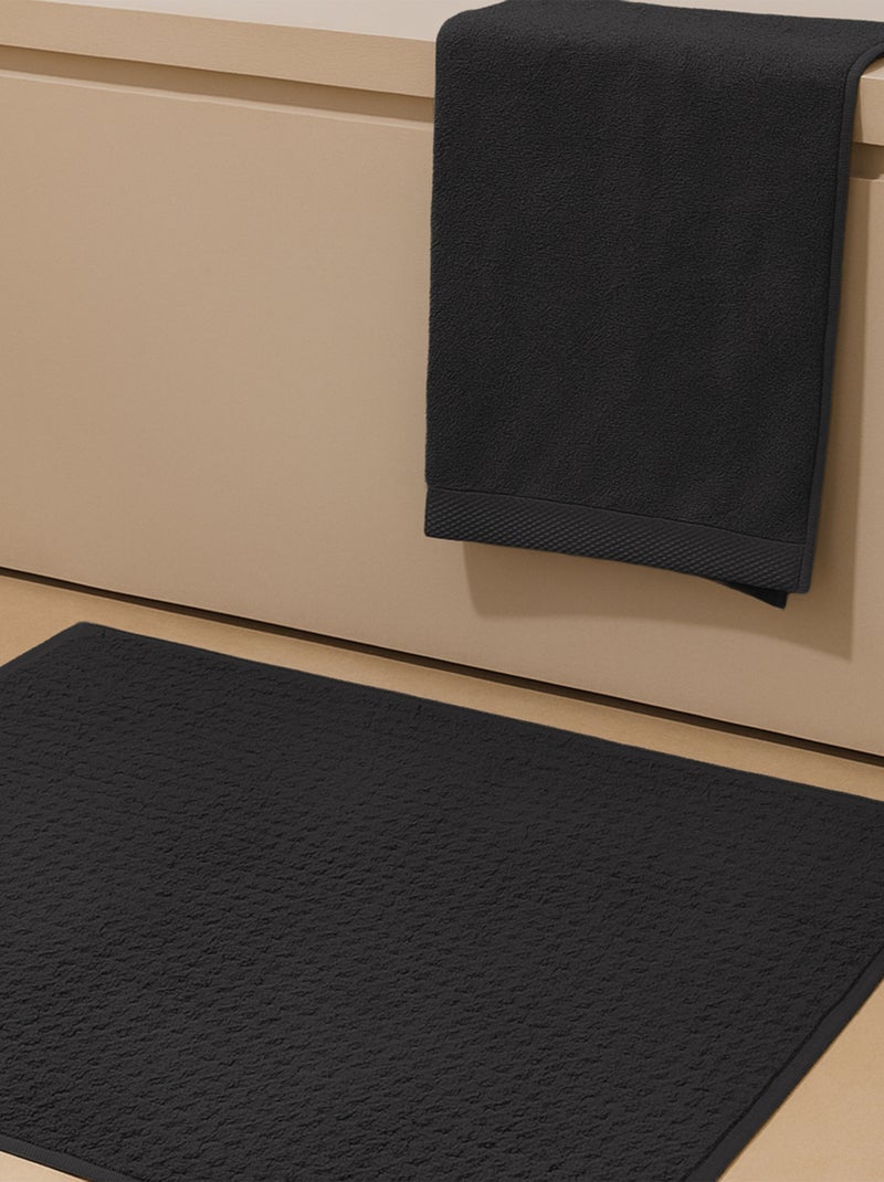 Tapis de bain premium coton Mirmande gris anthracite - Kiabi
