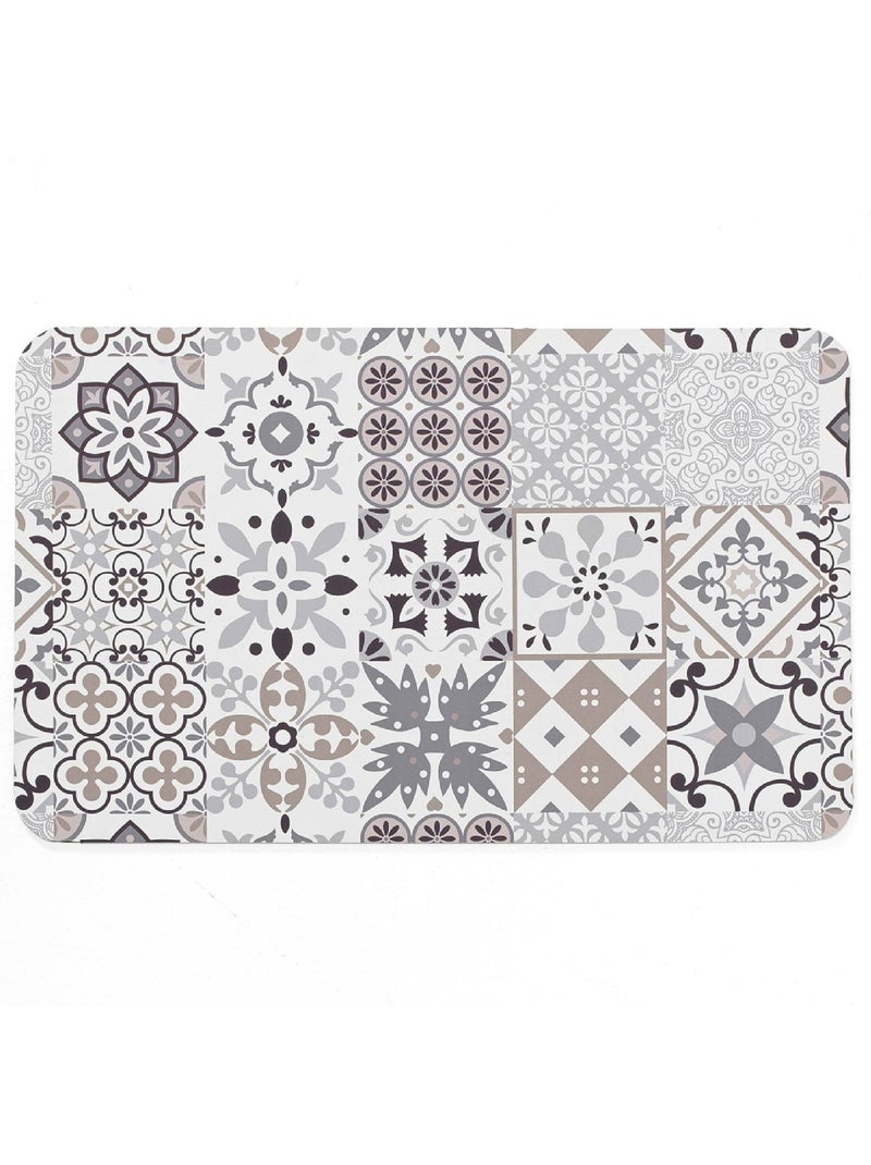 Tapis de Bain Salou Ultra-Absorbant  - Effet Mosaïque Carrelage Beige - Kiabi