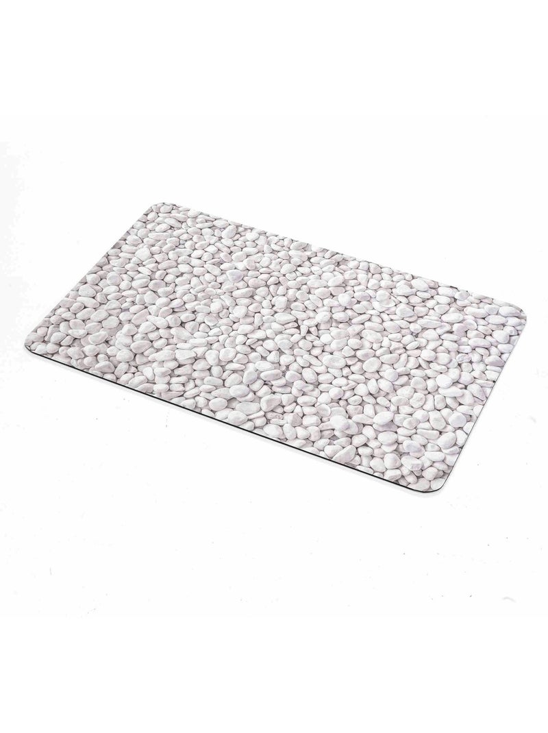 Tapis de bain ultra-absorbant imprimé galet antidérapant Gris - Kiabi