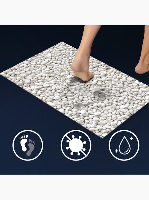 Tapis de bain ultra-absorbant imprimé galet antidérapant - Kiabi