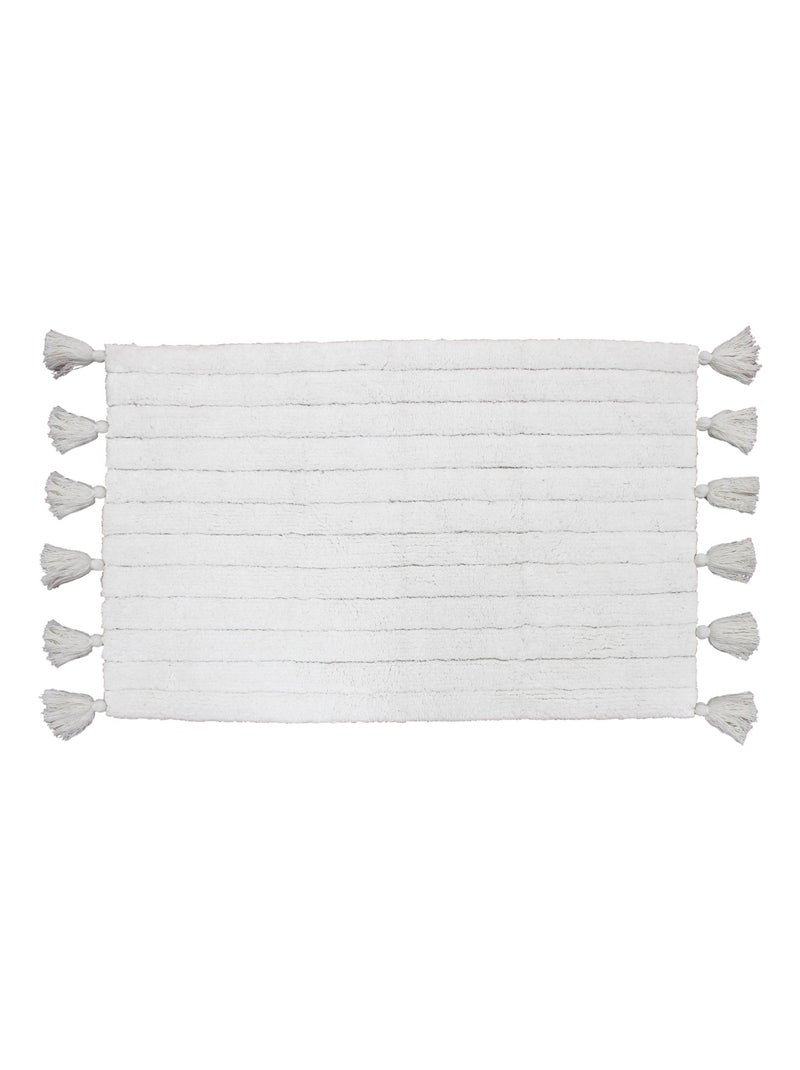 Tapis de bain uni et à pompons Blanc - Kiabi