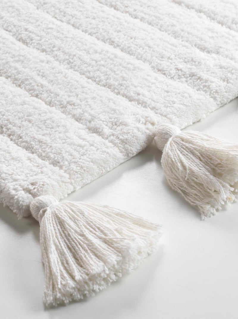 Tapis de bain uni et à pompons Blanc - Kiabi