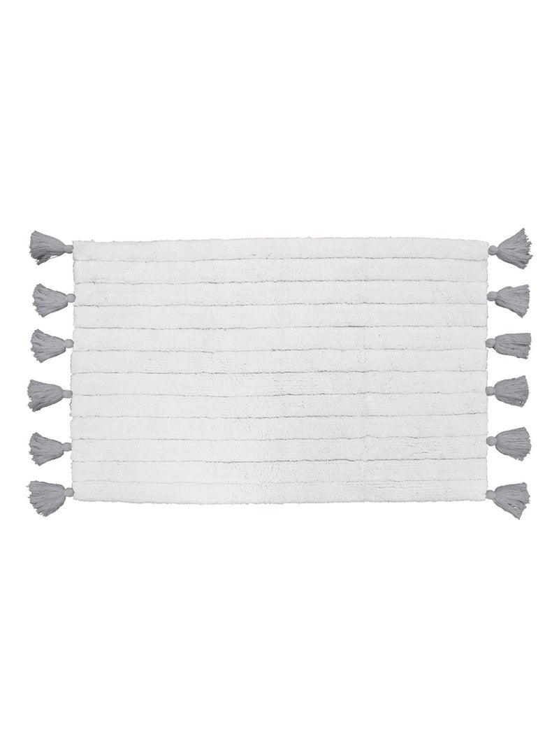 Tapis de bain uni et à pompons Gris clair - Kiabi