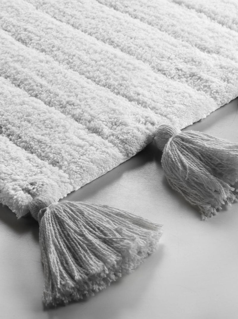 Tapis de bain uni et à pompons Gris clair - Kiabi