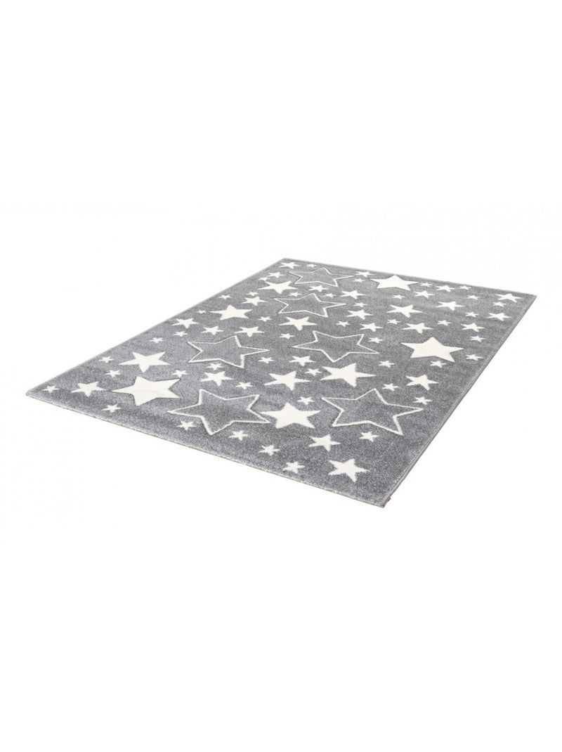 Tapis de chambre enfant effet 3D Geomet Argenté - Kiabi
