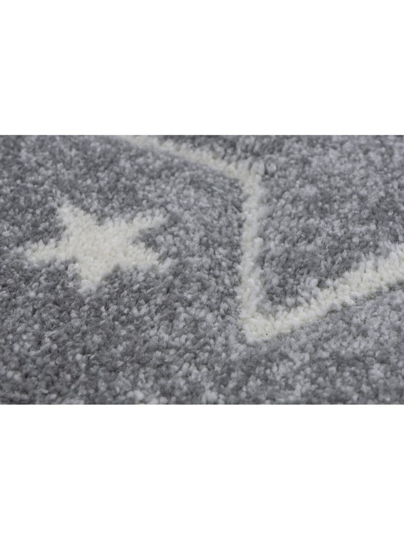 Tapis de chambre enfant effet 3D Geomet Argenté - Kiabi