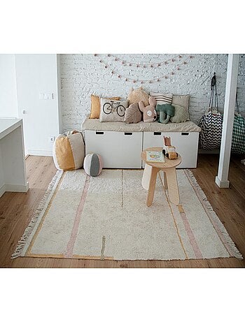 Tapis de chambre enfant en coton fait main lavable en machine Lanes