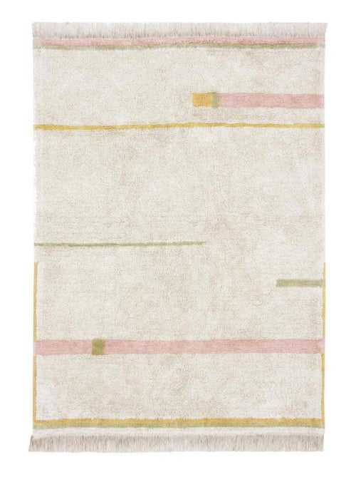 Tapis de chambre enfant en coton fait main lavable en machine Lanes - Kiabi