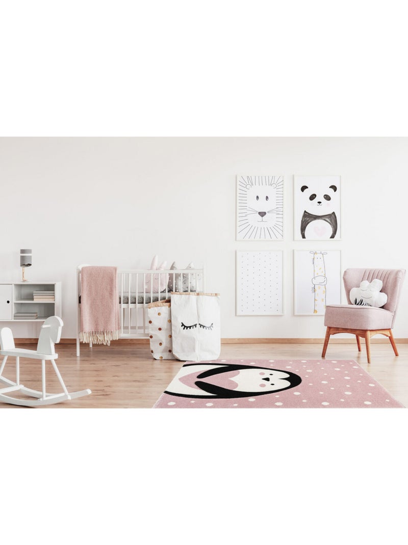 Tapis de chambre enfant rose effet 3D Ava Noir Rose - Kiabi