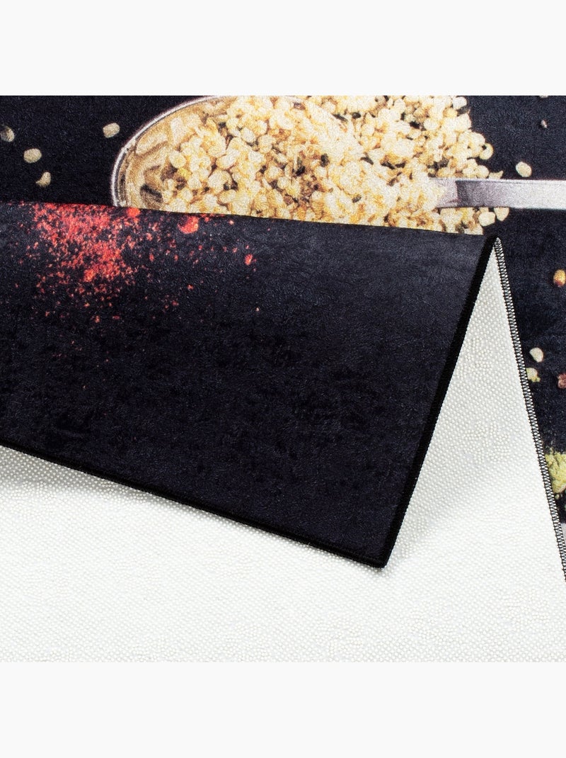 Tapis de Cuisine Antidérapant Design Épices - 50x180 / Noir Noir - Kiabi