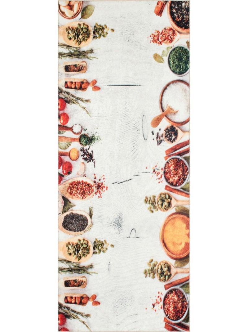 Tapis de cuisine antidérapant dessins épices Beige - Kiabi