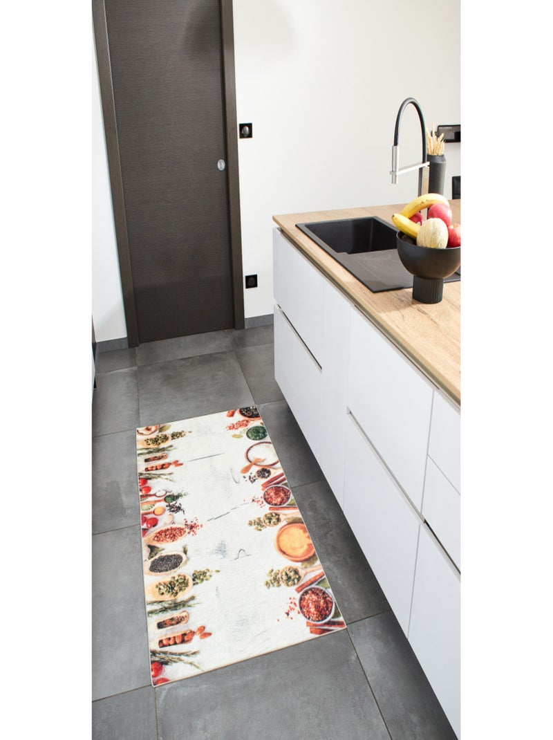 Tapis de cuisine antidérapant dessins épices Beige - Kiabi