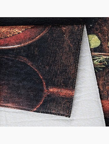 Tapis de Cuisine Antidérapant Epices sur Bois - 120x170 / Multicolore