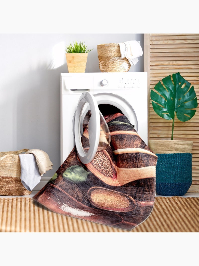 Tapis de Cuisine Antidérapant Epices sur Bois - 120x170 / Multicolore Multicolore - Kiabi