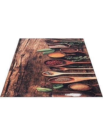 Tapis de Cuisine Antidérapant Epices sur Bois