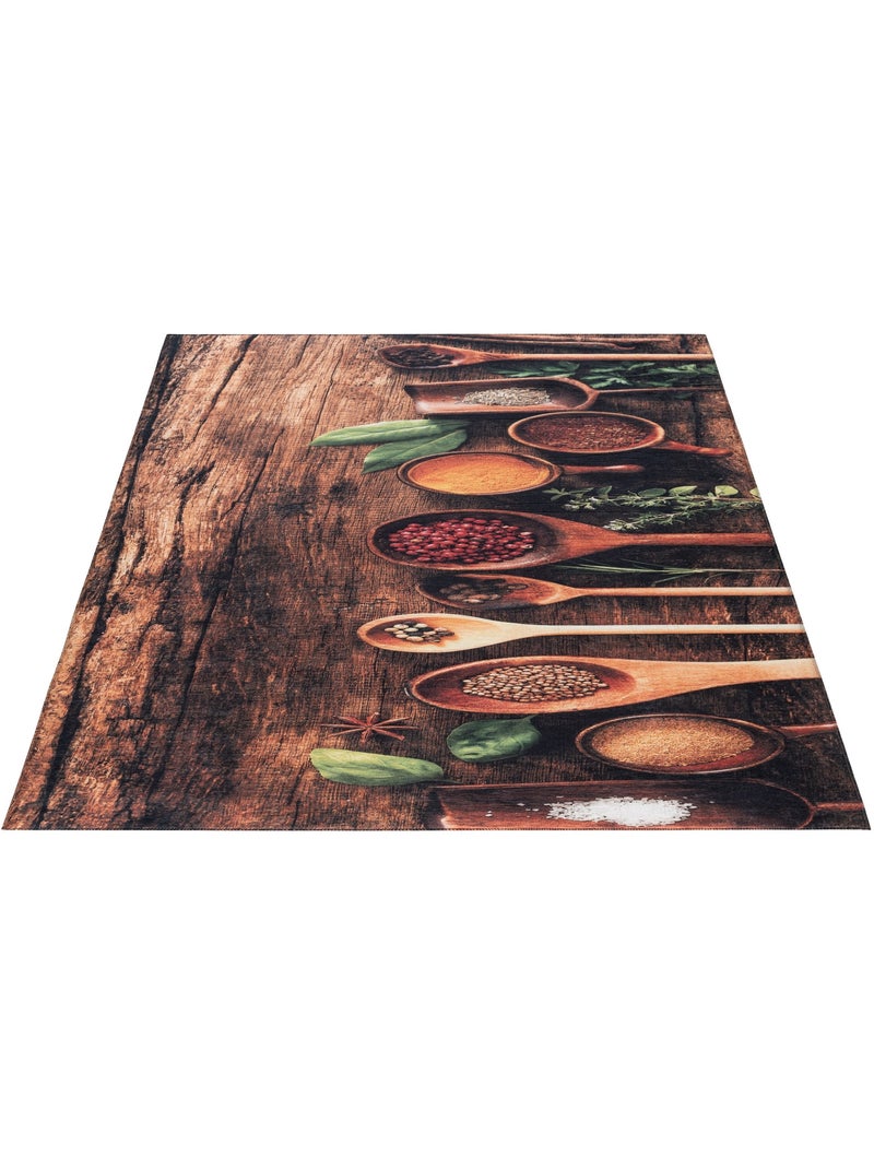 Tapis de Cuisine Antidérapant Epices sur Bois Multicolore - Kiabi