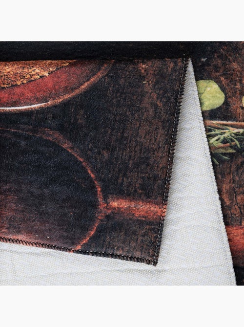 Tapis de Cuisine Antidérapant Epices sur Bois - Kiabi