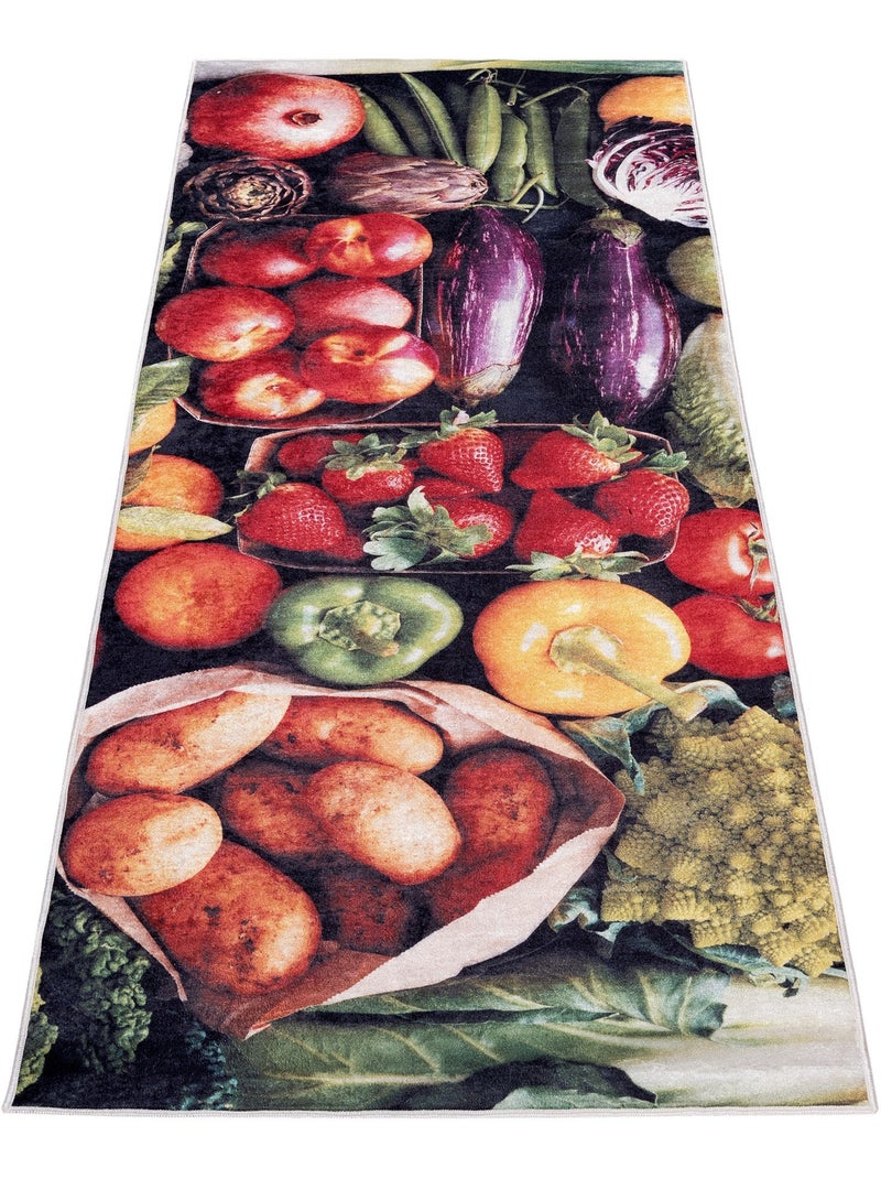 Tapis de Cuisine Antidérapant « Légumes Frais » Multicolore - Kiabi