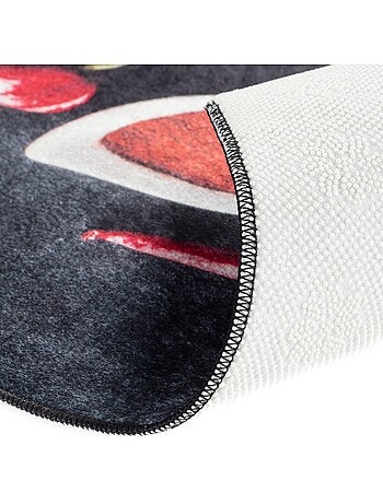 Tapis de Cuisine Antidérapant Motif Épices & Piments - 50x180 / Noir