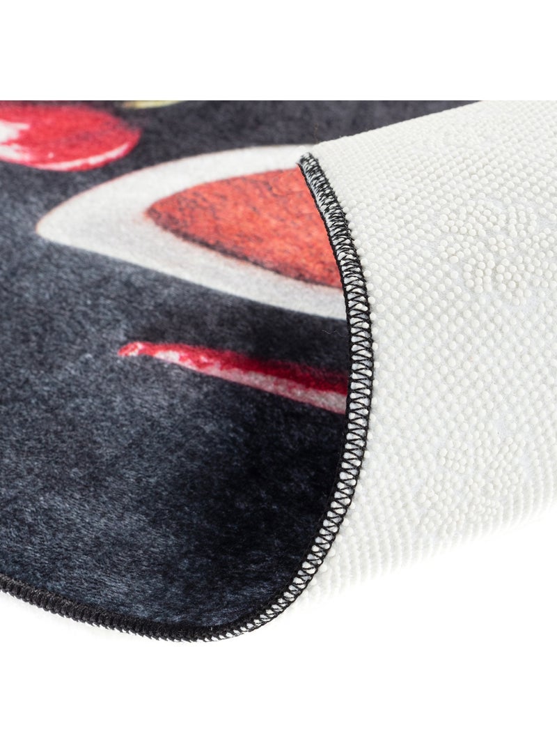 Tapis de Cuisine Antidérapant Motif Épices & Piments Noir - Kiabi
