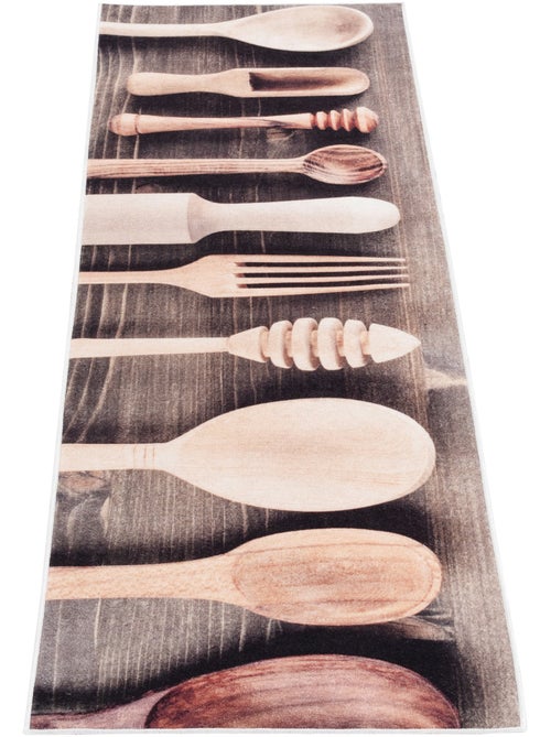 Tapis de cuisine antidérapant motif ustensiles bois - 50x180 / beige - Kiabi Tapis de cuisine antidérapant motif ustensiles bois - 50x180 / beige - Kiabi