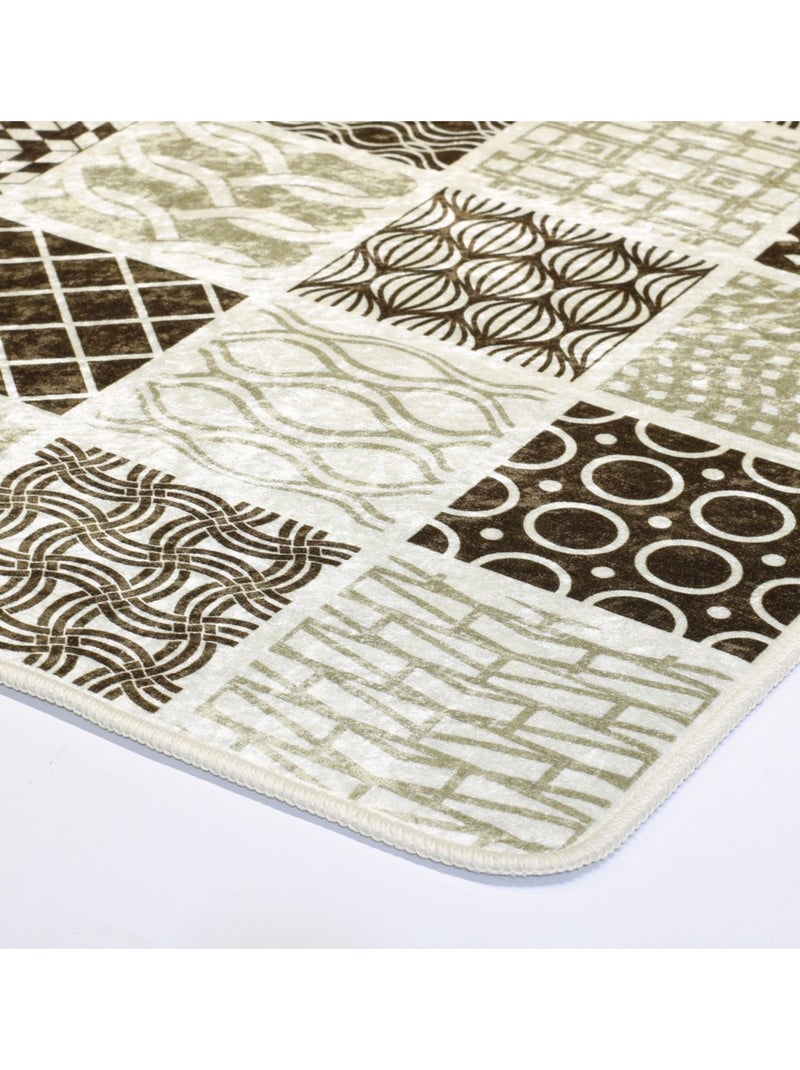 Tapis de Cuisine Carreaux de Ciment Marron - Kiabi